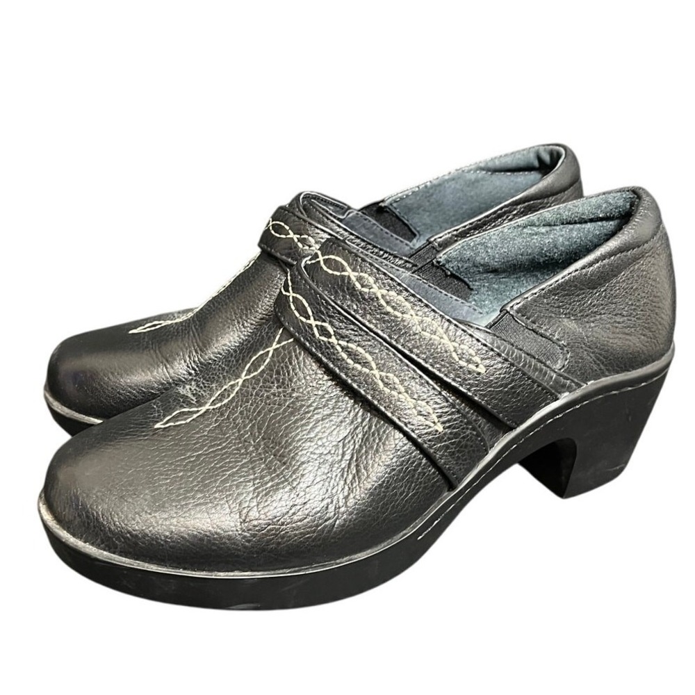 Ariat 10015242 Black Leather Western Stitch‎ Clogs Womens 8.5B Shoes
